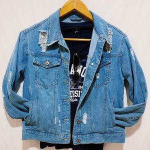 Navy champion Villanova V neck tshirt Small